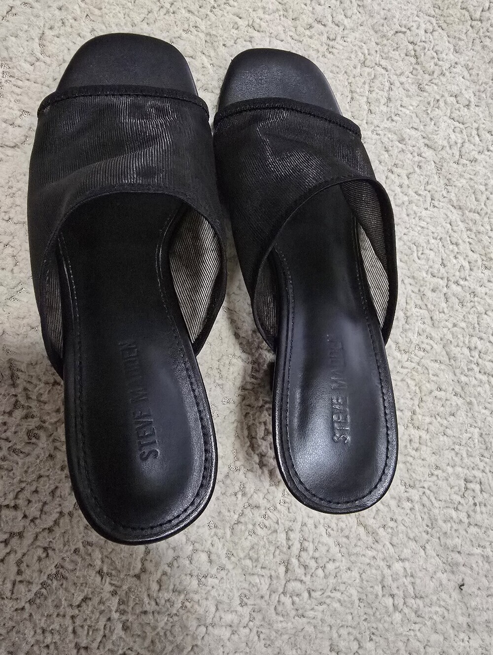 Steve Madden Black Mesh Sandals - Picture 2 of 4